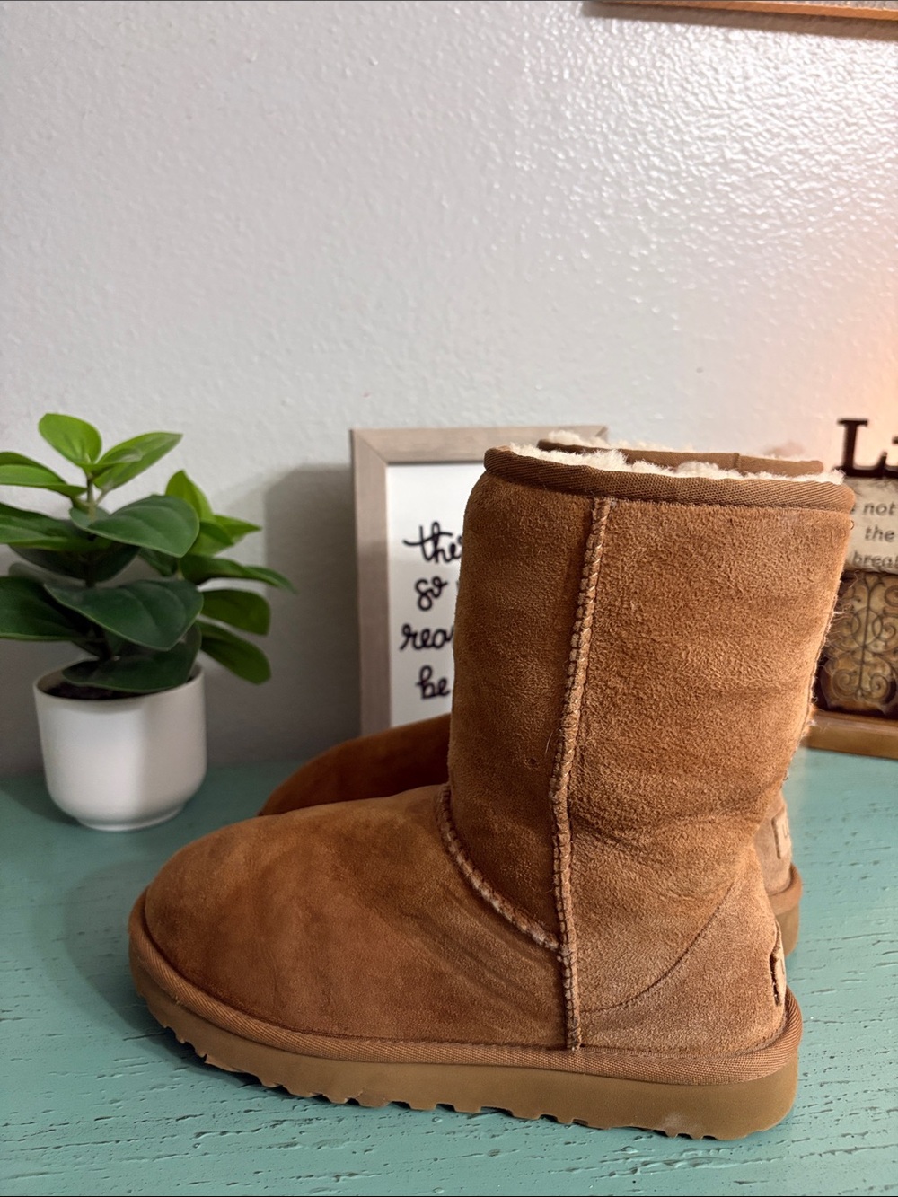 UGG Chestnut Suede Shearling Mid-Calf Boots - Picture 4 of 6